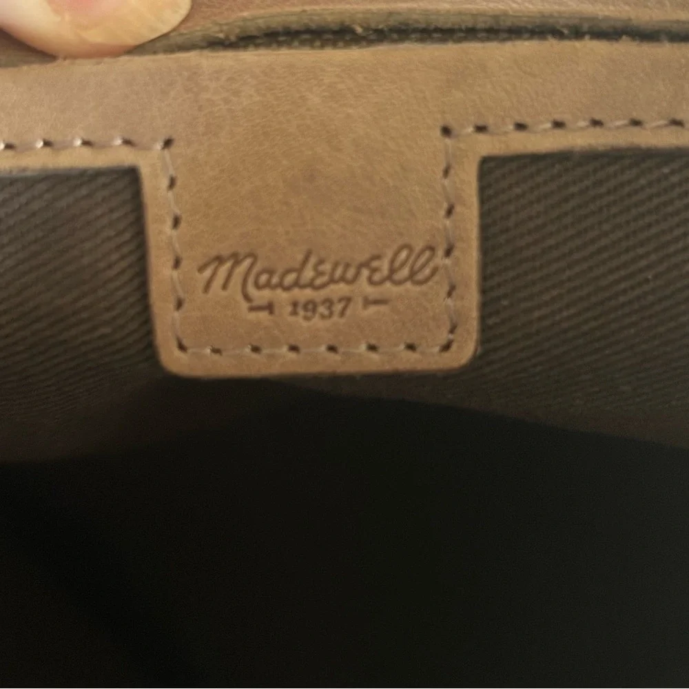 Madewell Black Stripe Brown Leather Medium Tote Crossbody Purse Preppy Old Money - Picture 10 of 11